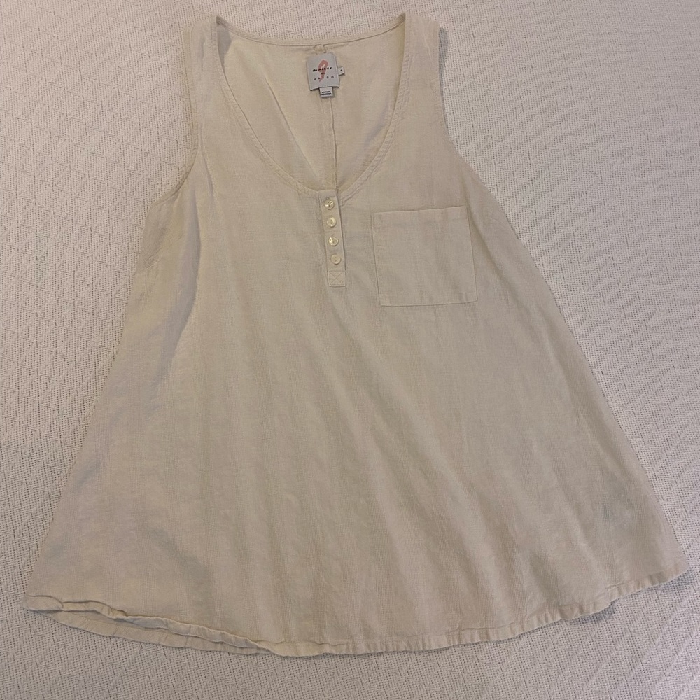 The Nines by Hatch Off White Small Linen-like Maternity Tank Top EUC